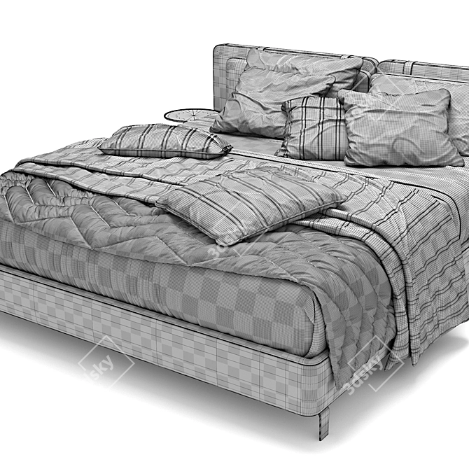 Elegant Modern Bed Furniture 3D model image 4