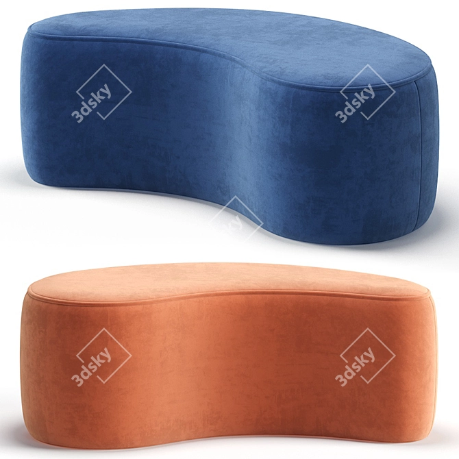 Cork Pouffe Beige Velvet Ottoman 3D model image 3