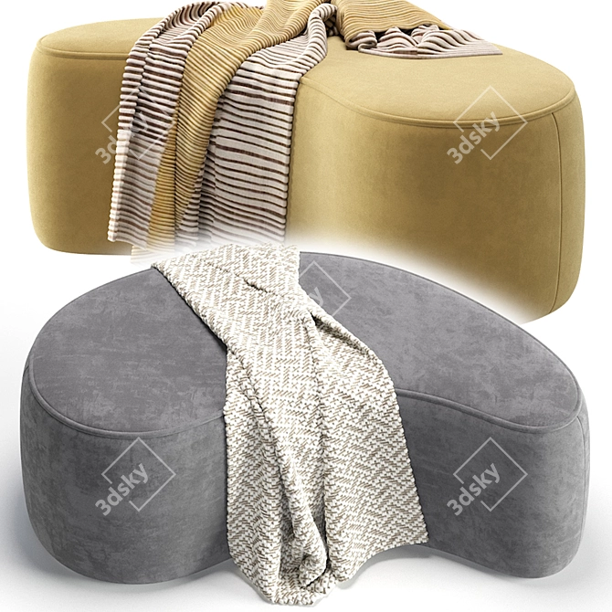 Cork Pouffe Beige Velvet Ottoman 3D model image 5