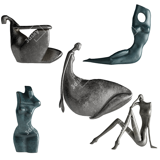 Abstract Human Sculptures Collection 3D model image 1