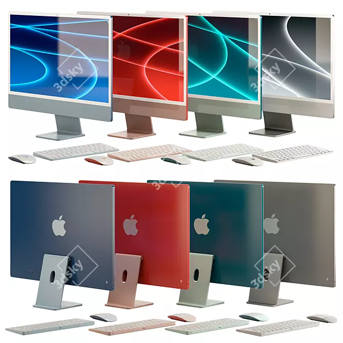 Apple iMac 4-Color Turbo Smooth 3D model image 2