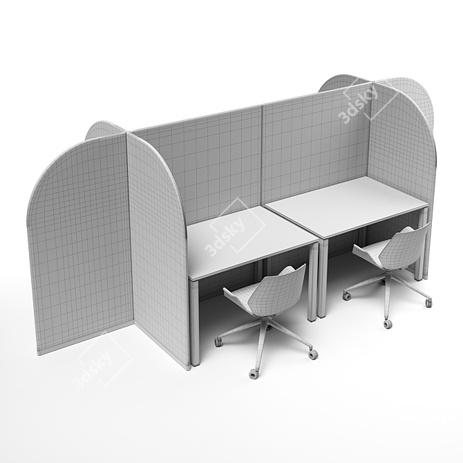 Versatile Wallstreet Divider Workstation 3D model image 5