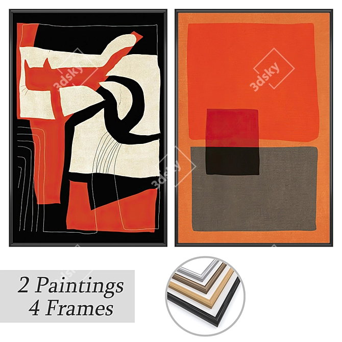 Wall Art Set with Various Frames 3D model image 1