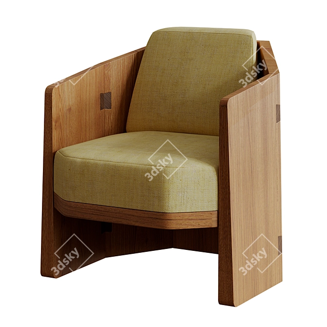 ELOI Oak Fabric Armchair, Yovanovitch 3D model image 1