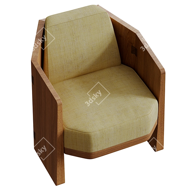 ELOI Oak Fabric Armchair, Yovanovitch 3D model image 3