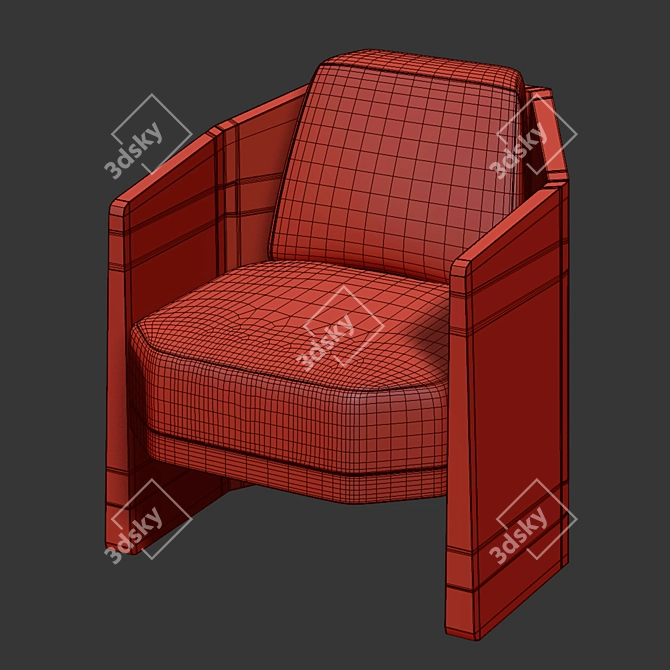 ELOI Oak Fabric Armchair, Yovanovitch 3D model image 4