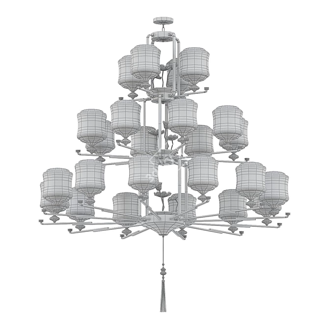 Chinese Style Lotus Fruit Chandelier 3D model image 2