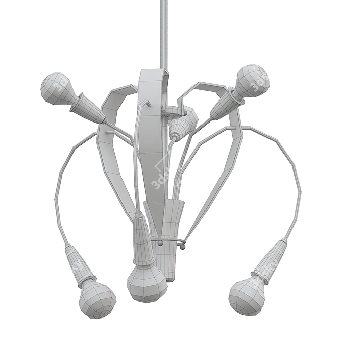 Mid-Century French Pendant Chandelier 3D model image 2