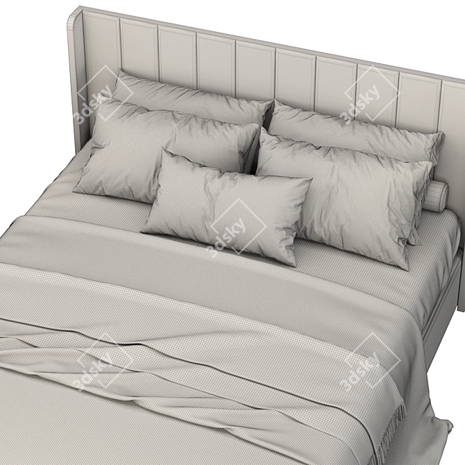 Modern Striped Headboard Bed [3D] 3D model image 5