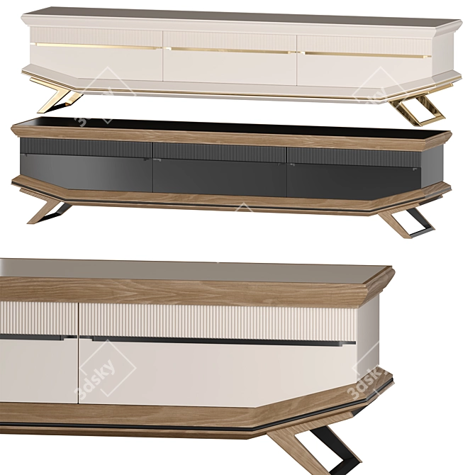 Sleek Modern Bergama TV Unit 3D model image 4