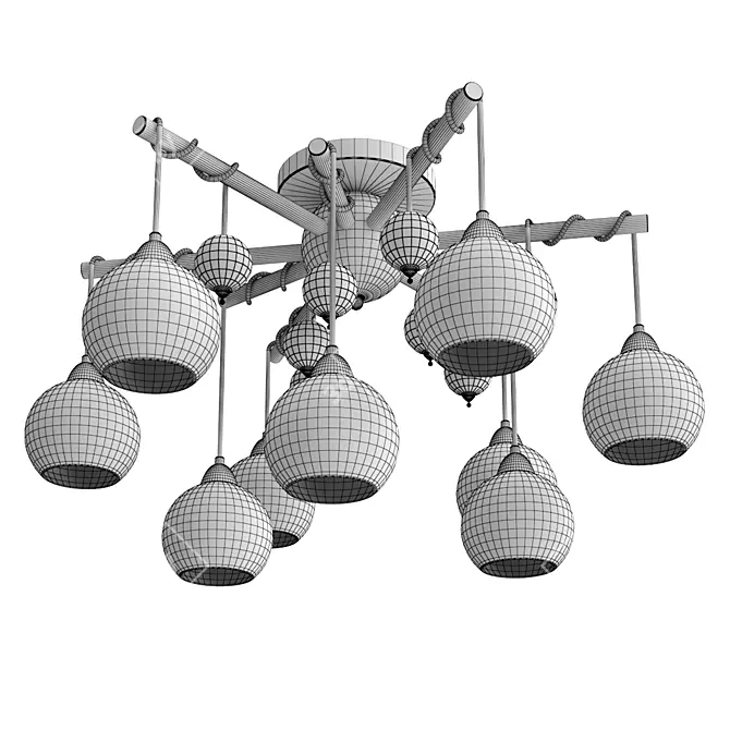 Modern Loft Chandelier V-Ray Render 3D model image 2