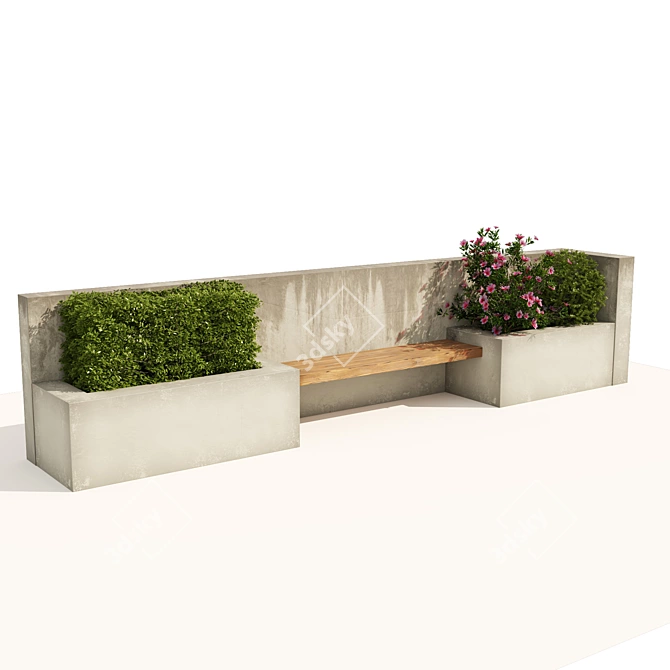 Outdoor Bench Seat with Plant Storage 3D model image 2