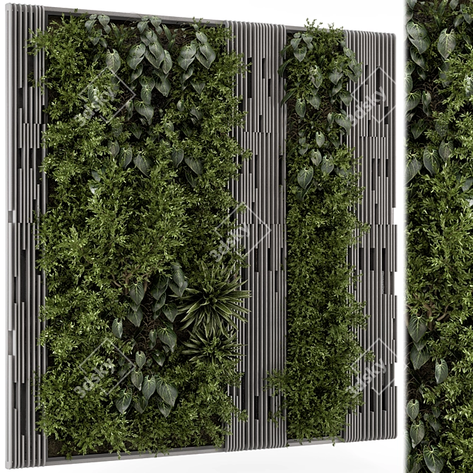 Natural Wood Indoor Vertical Garden 3D model image 1