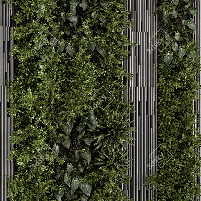 Natural Wood Indoor Vertical Garden 3D model image 2