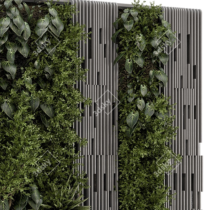 Natural Wood Indoor Vertical Garden 3D model image 3