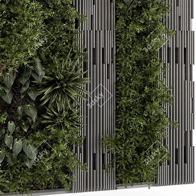 Natural Wood Indoor Vertical Garden 3D model image 4