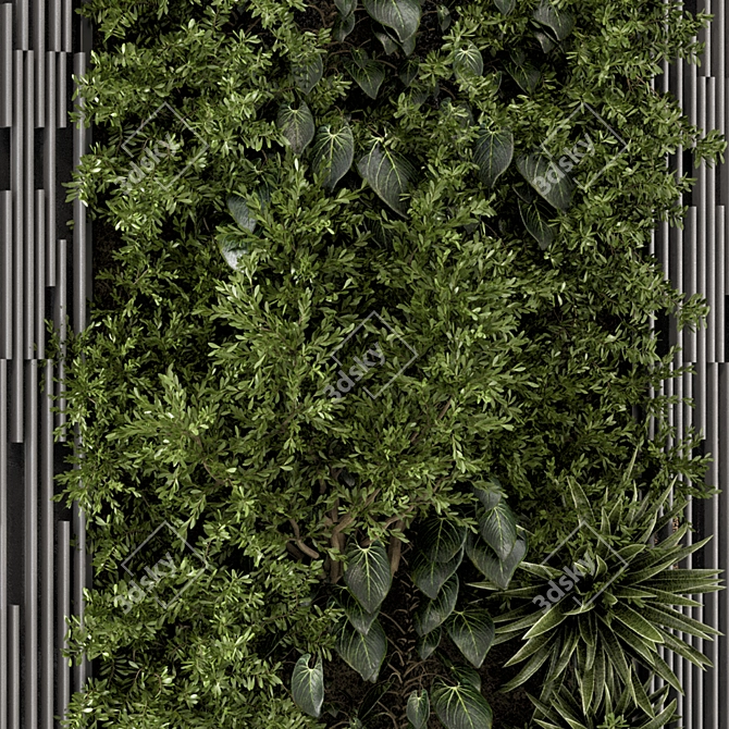 Natural Wood Indoor Vertical Garden 3D model image 5