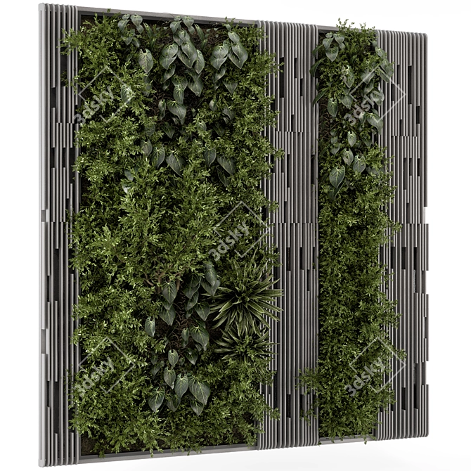 Natural Wood Indoor Vertical Garden 3D model image 6