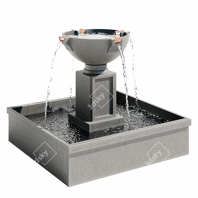 Rittenhouse Garden Water Fountain - Elegant Outdoor Decor 3D model image 1