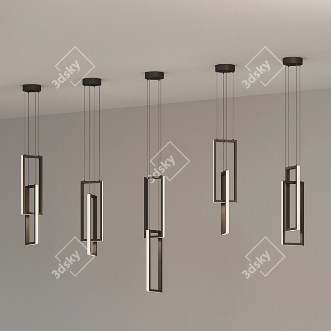 Modern LED Pendant Light with Tri-Sided Illumination 3D model image 3