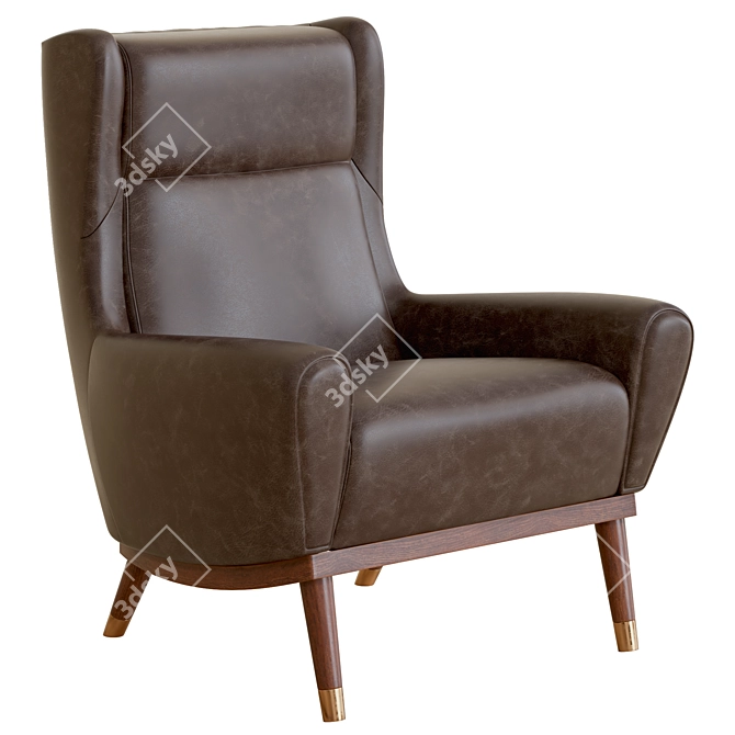 Modern Graphite Leather Lounge Chair 3D model image 1