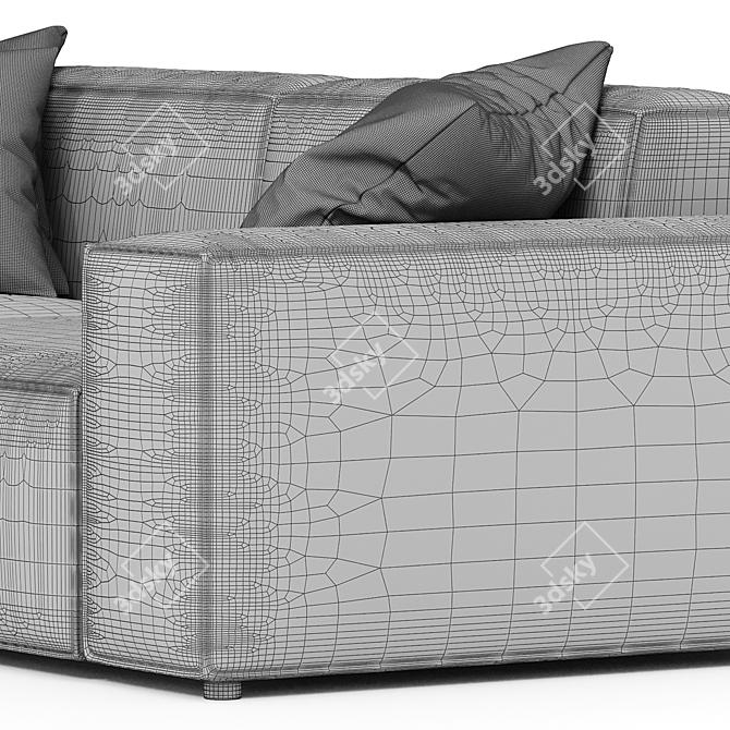 Elegant Black Velvet Sofa 3D model image 2