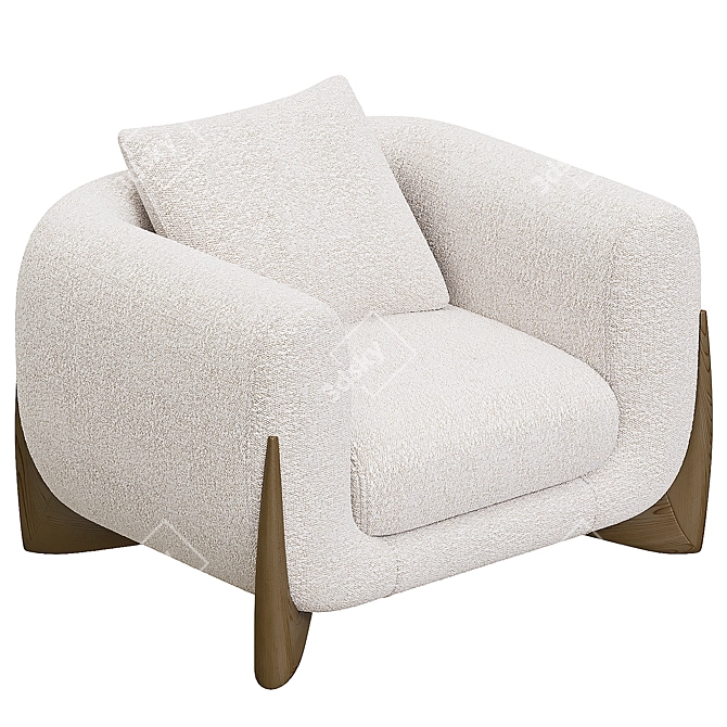 Modern Comfortable Softbay Armchair 3D model image 2