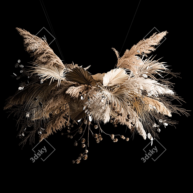 Boho Chic Hanging Dried Flower Bouquet 3D model image 1