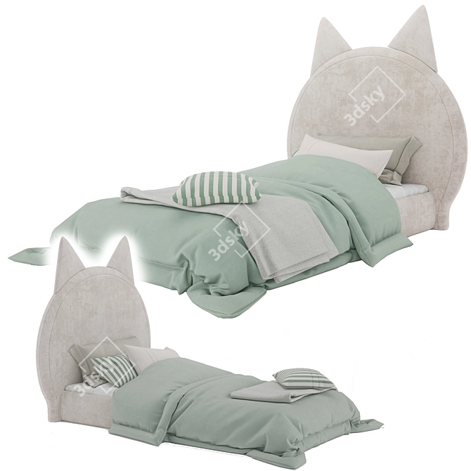 Cat Silhouette Kids Bed 3D model image 1