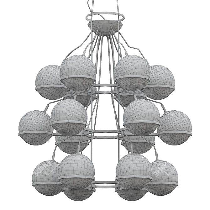 Elegant French Brass Chandelier 3D model image 2