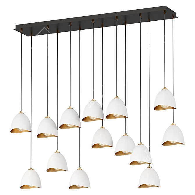 Elegant Nula Shell White Chandelier 3D model image 1