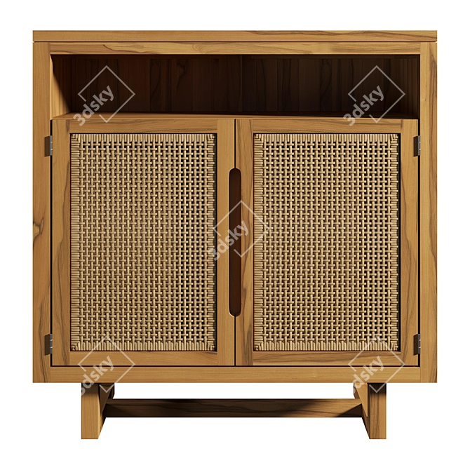 Teak Wicker Patio Cabinet 3D model image 5