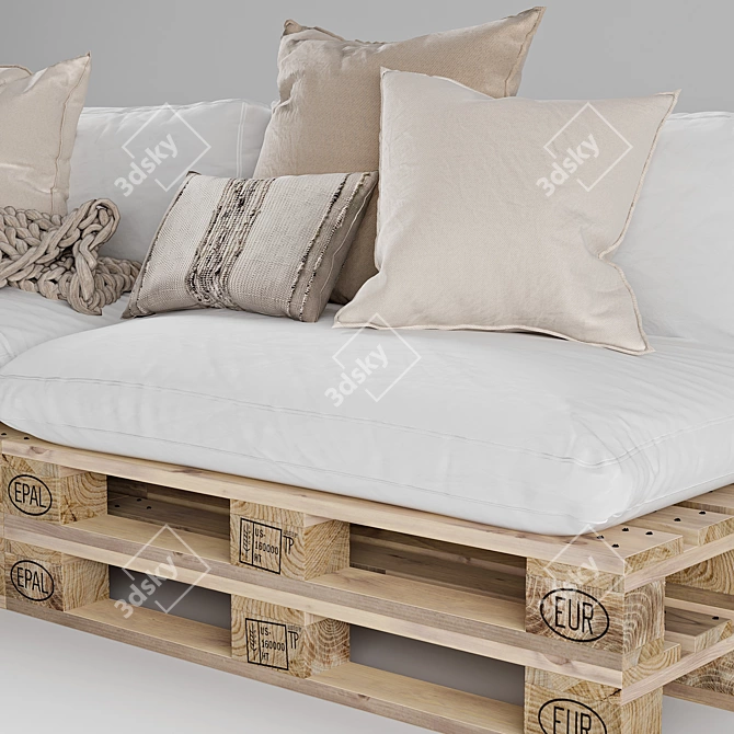 White Pallet Sofa with Turbosmooth 3D model image 4