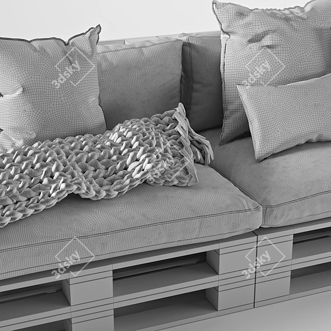 White Pallet Sofa with Turbosmooth 3D model image 7