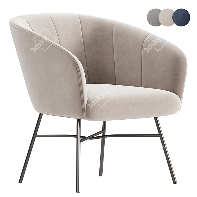 Elegant Velvet Barrel Chair 3D model image 1