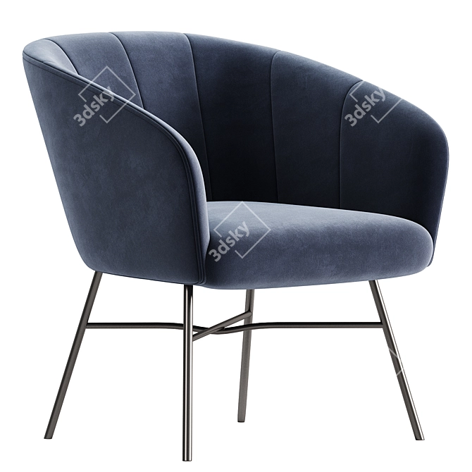 Elegant Velvet Barrel Chair 3D model image 2