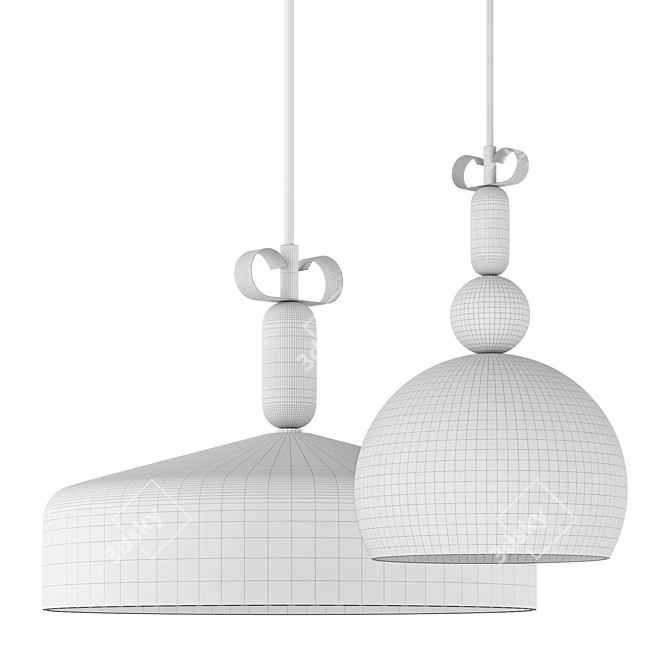 BON TON Hanging Light, Oak Insets 3D model image 3