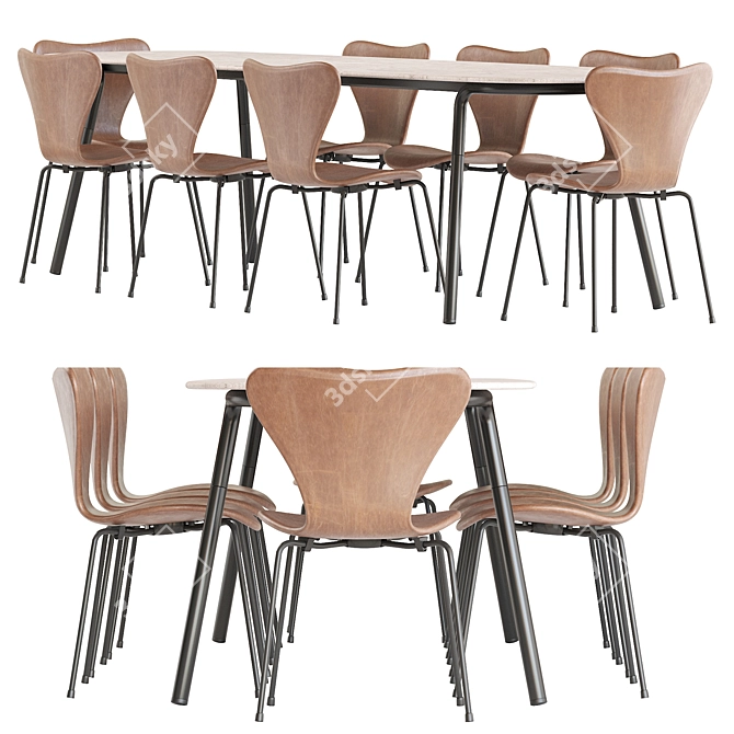 Sleek Minus Manutti Table Set 3D model image 3