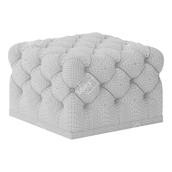 Buttoned Gold Pouffe Steel Base 3D model image 2