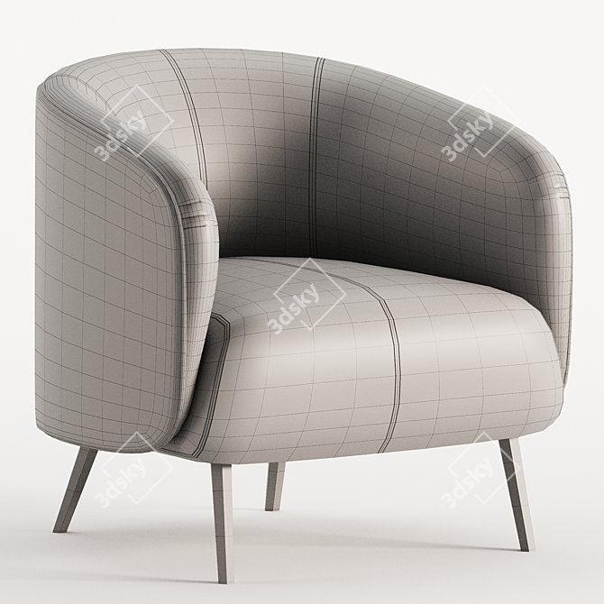 Contemporary Amalfi Armchair in Fabric 3D model image 4