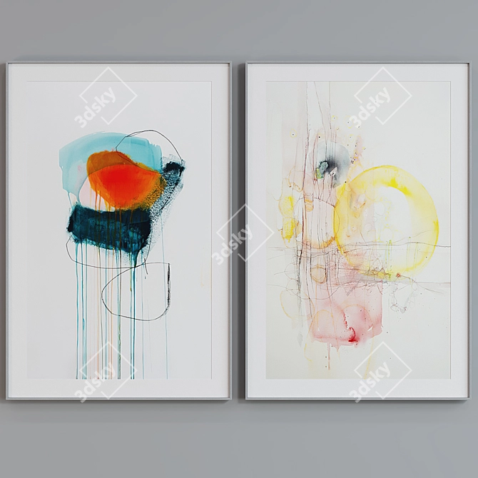 Modern Watercolor Picture Frames Set 3D model image 3