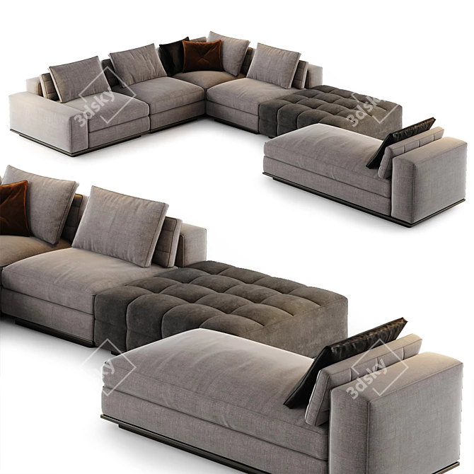 Sleek Modern Lawrence Sofa Ensemble 3D model image 2