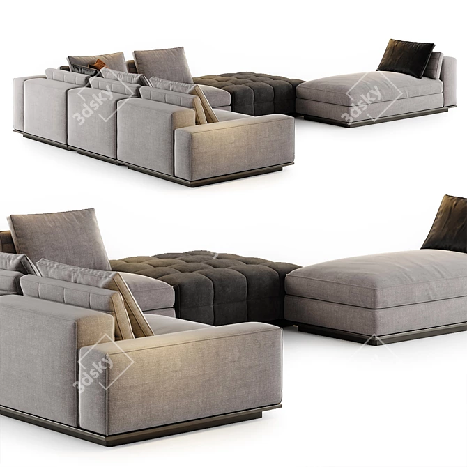 Sleek Modern Lawrence Sofa Ensemble 3D model image 3