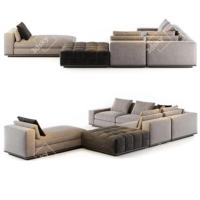 Sleek Modern Lawrence Sofa Ensemble 3D model image 4