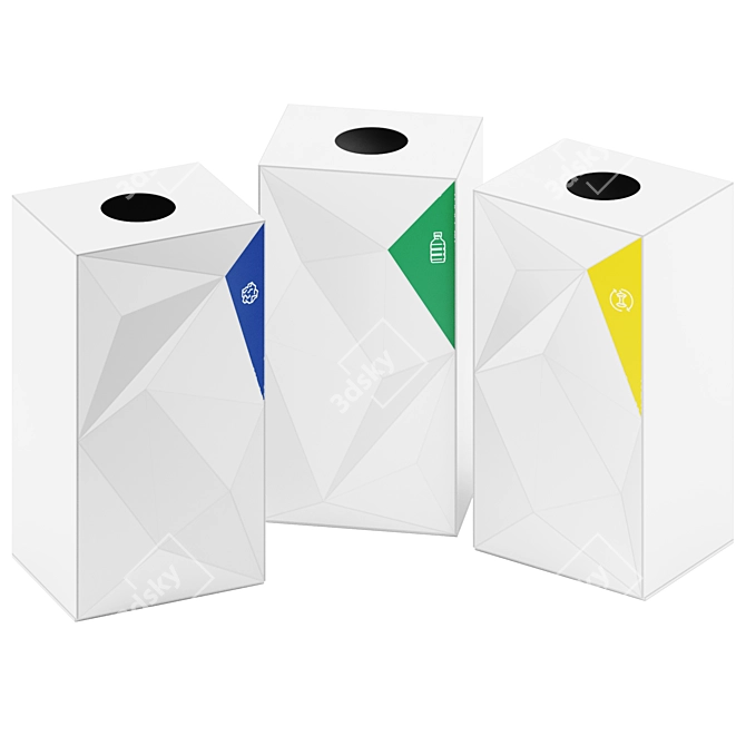 Vevey Metal Waste Paper Bin 3D model image 2