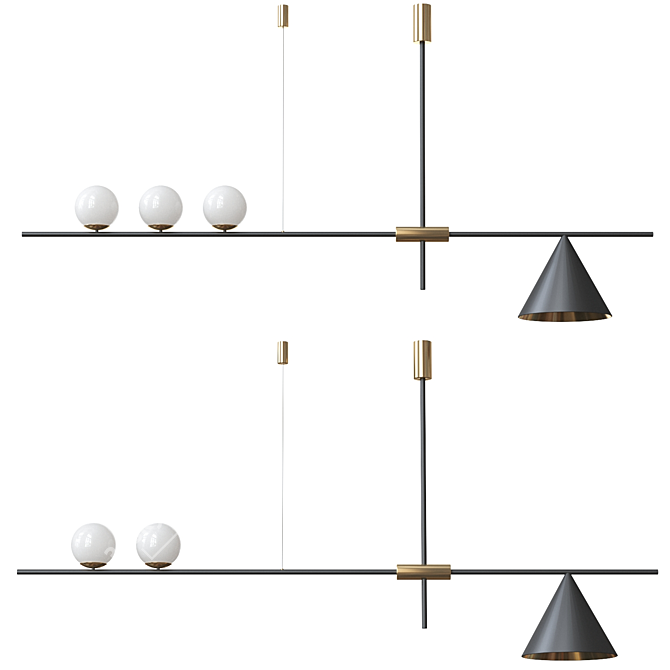 Sleek Slatted Pendant Lights 3D model image 1