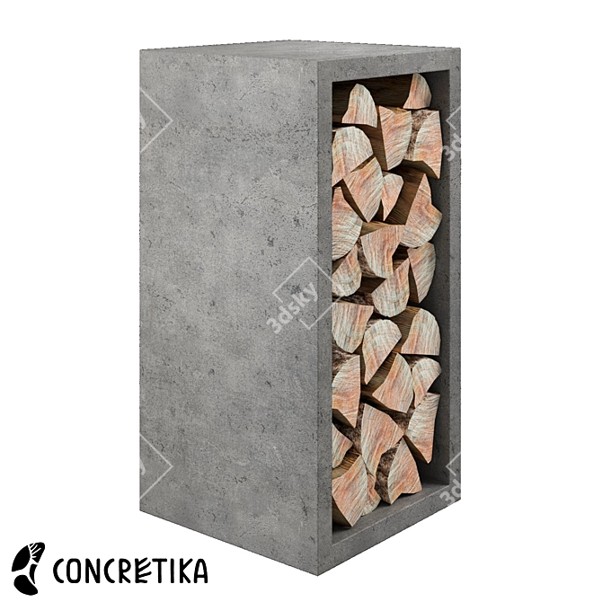 Fibroconcrete 90 cm Firewood Holder 3D model image 1