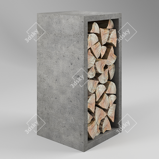 Fibroconcrete 90 cm Firewood Holder 3D model image 2