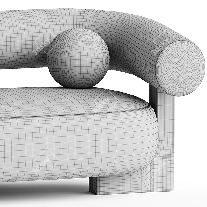 Vintage-Inspired Cassette Sofa 3D model image 4