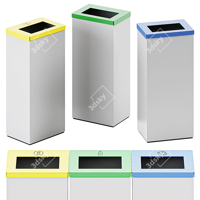  Sleek Metal Waste Paper Bin 3D model image 1